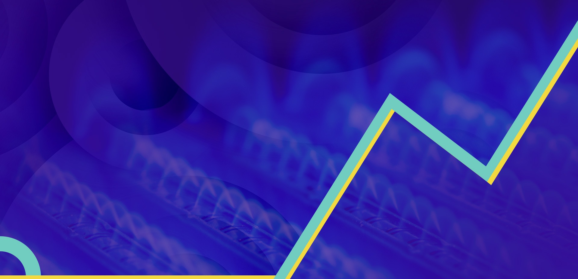 Abstract blue and purple graphic with a neon zigzag line