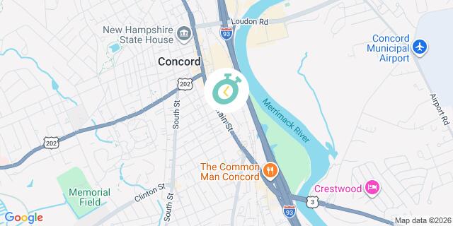 Map of Manchester, New Hampshire with marked locations along the river.